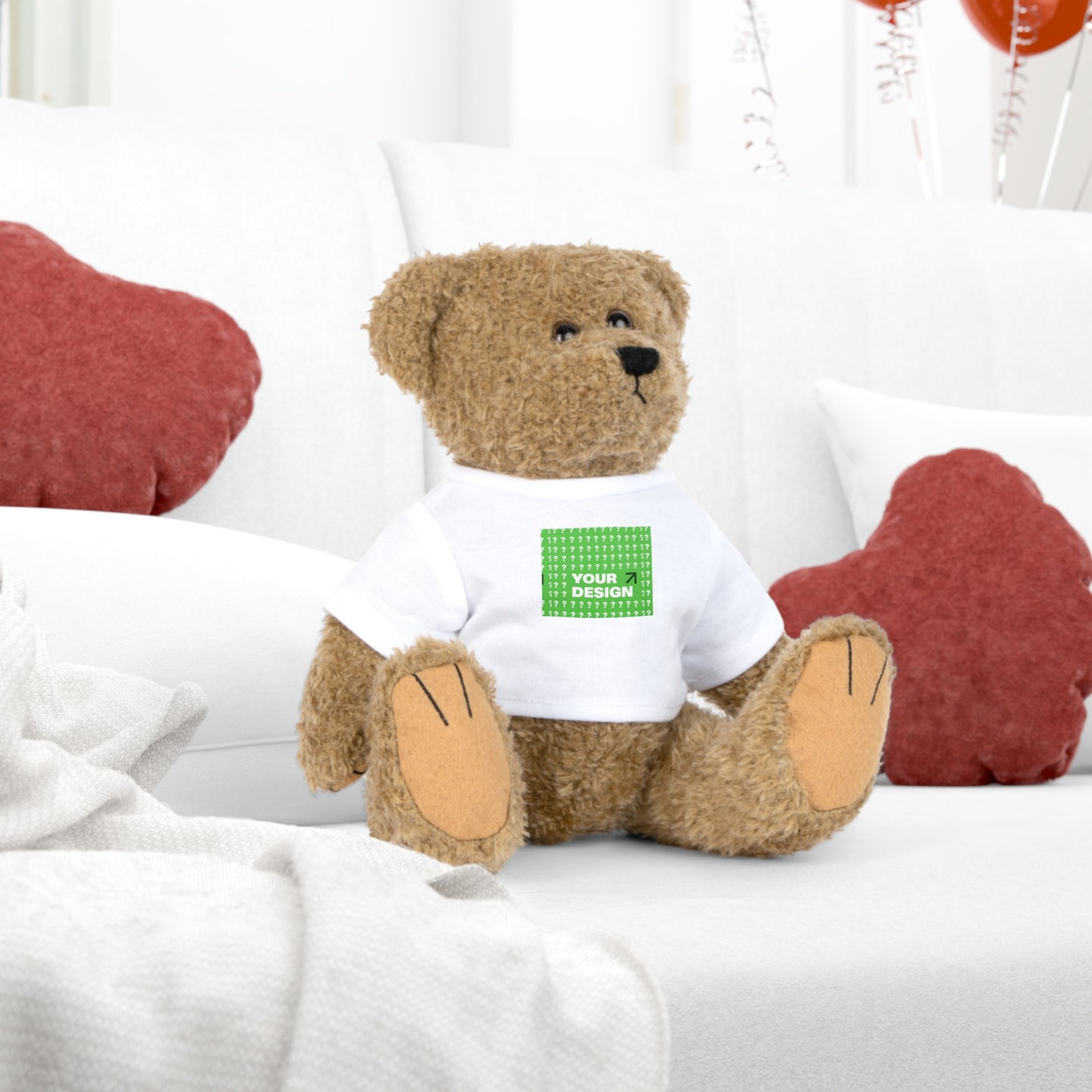 Personalized Plush Teddy Bear with Custom T-Shirt, Cuddly Companion, Gift for Kids, Nursery Decor, Birthday Present